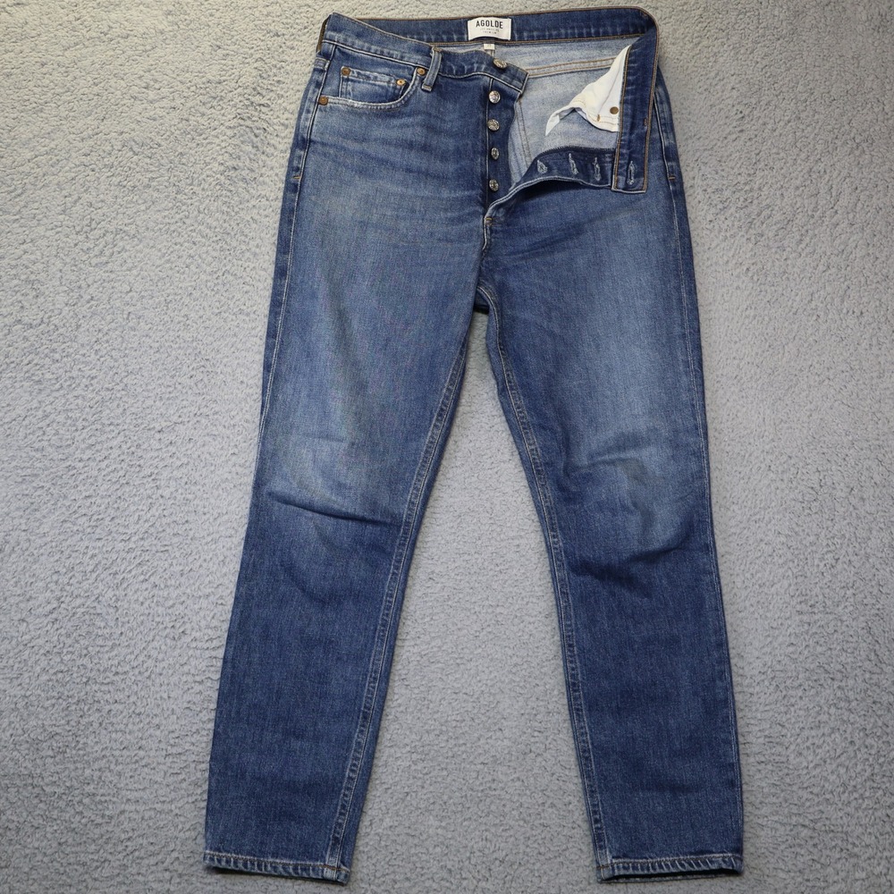 AGOLDE Nico High Rise Straight Leg Jeans Blue Button Fly A093C-1046 Womens 29‎